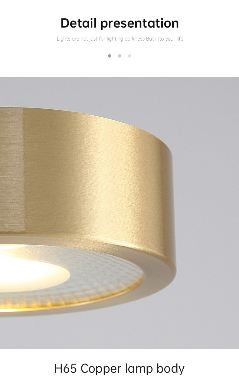 copper mounted downlight led ultra-thin non-opening background wall ceiling spotlight Nordic entrance hallway small light