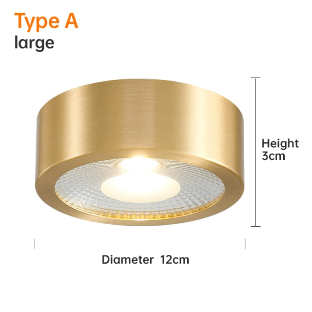 copper mounted downlight led ultra-thin non-opening background wall ceiling spotlight Nordic entrance hallway small light