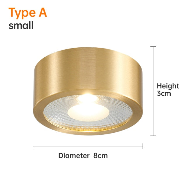 copper mounted downlight led ultra-thin non-opening background wall ceiling spotlight Nordic entrance hallway small light