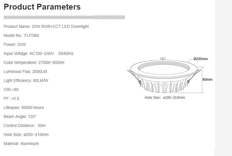 MIBOXER FUT061 FUT060 25W 9W RGB+CCT LED Downlight waterproof Ceiling Spotlight AC110V 220V recessed Led panel lights WIFI APP