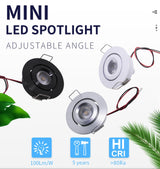 etrnLED 3W Mini LED Spotlights Angle Rotatable Adjustable 12V 24V Dimmable Recessed Downlight Ceiling Spots Light Cabinet Home