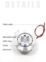 etrnLED 3W Mini LED Spotlights Angle Rotatable Adjustable 12V 24V Dimmable Recessed Downlight Ceiling Spots Light Cabinet Home
