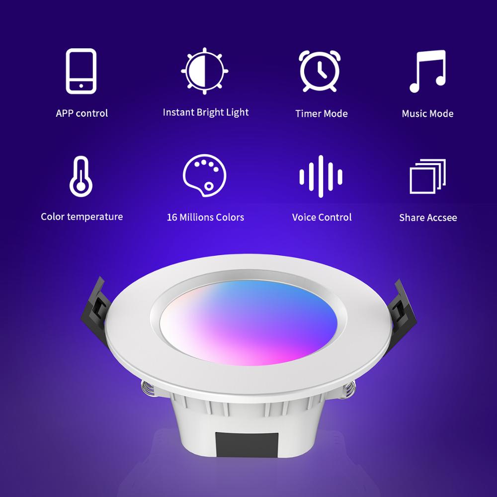 Recessed LED Ceiling Light Dimmable Smart Home Ceiling Lamp 220V 110V LED Spot Light RGB Color Changing 5W Round Downlight