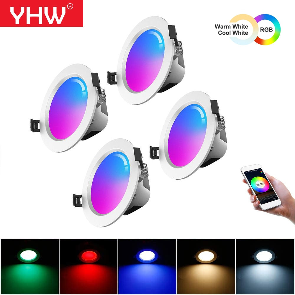 Recessed LED Ceiling Light Dimmable Smart Home Ceiling Lamp 220V 110V LED Spot Light RGB Color Changing 5W Round Downlight