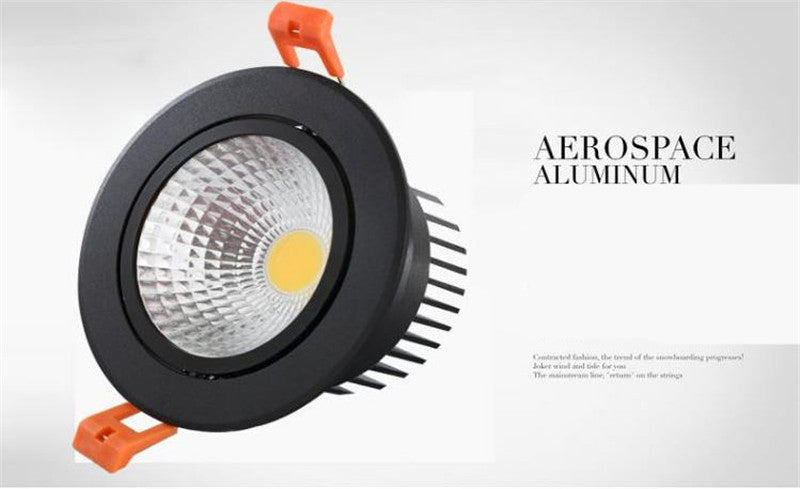 Round Black Dimmable LED COB Downlight 7W 9W 12W 15W 18W 24W LED Recessed Ceiling Downlight LED COB Spot Light AC85-265V