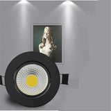 Round Black Dimmable LED COB Downlight 7W 9W 12W 15W 18W 24W LED Recessed Ceiling Downlight LED COB Spot Light AC85-265V