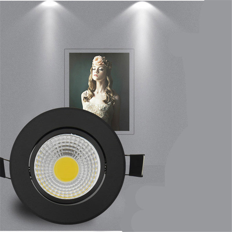Dimmable LED Recessed Downlight – COB Spotlight 7W/9W/15W Black Round Ceiling Light