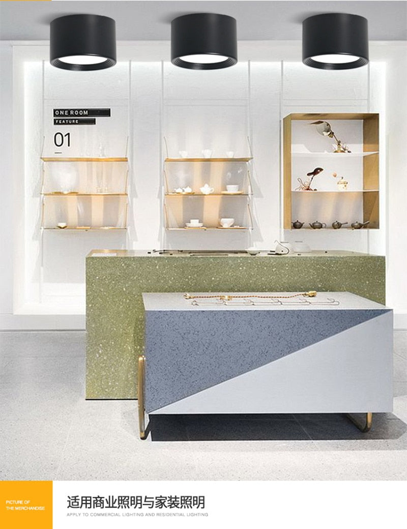 Dimmable Surface Mounted LED Downlight Ceiling Light SMD5730 9W 12W 15W 20W AC85-265V High Power Spotlight Indoor Lighting