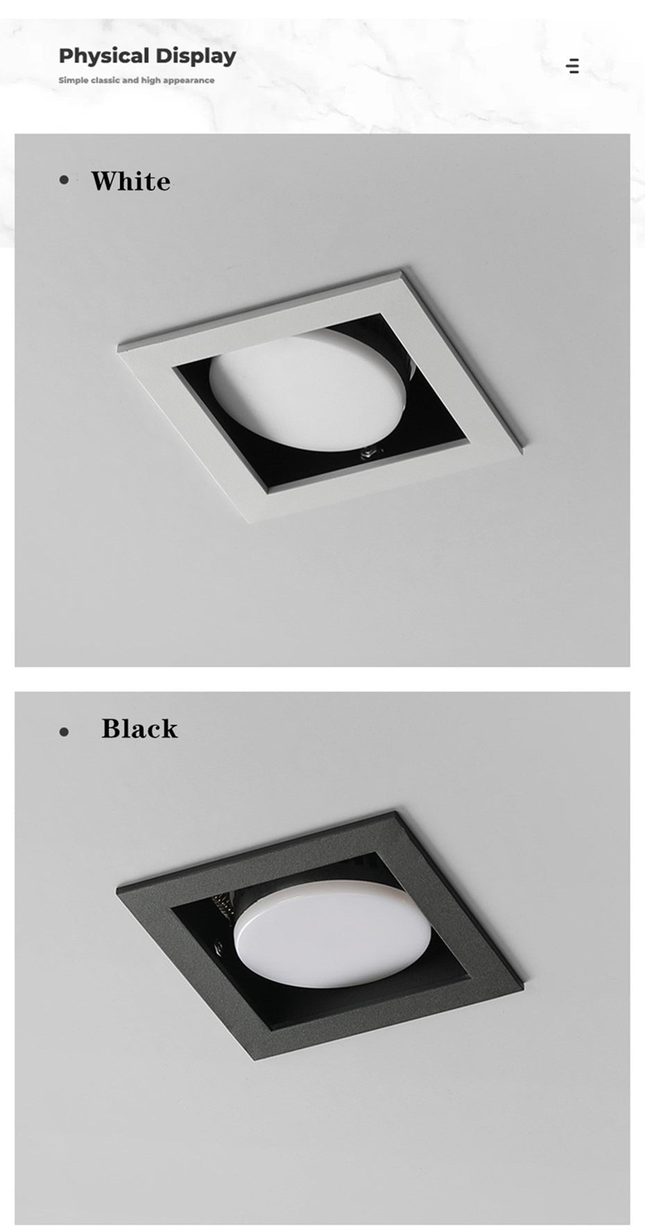 GX53 Bulb Replaceable Led Downlight Recessed Ceiling Led Lamp 45° Rotate Lighting  7w 9w 12w For Restaurant Living Room Dining