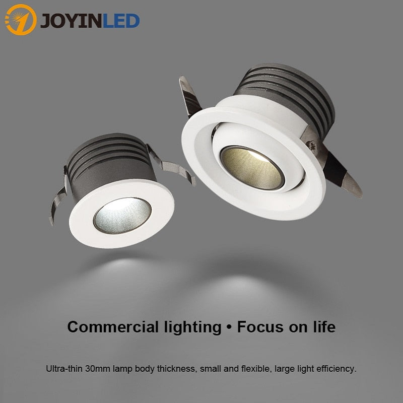 Dimmable LED Downlight White Ultra Thin Aluminum 3W Down Light 220V Round Recessed Spot Lighting For LED Chip