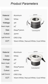 Dimmable LED Downlight White Ultra Thin Aluminum 3W Down Light 220V Round Recessed Spot Lighting For LED Chip