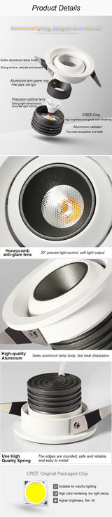 Dimmable LED Downlight White Ultra Thin Aluminum 3W Down Light 220V Round Recessed Spot Lighting For LED Chip