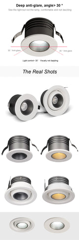 Dimmable LED Downlight White Ultra Thin Aluminum 3W Down Light 220V Round Recessed Spot Lighting For LED Chip