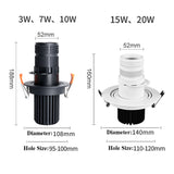 LED Ceiling Spotlights Adjustable Focus Recessed Downlight 10W/15W/20W Track Lights Ceiling Downlight For Home Shop Clothing Stor