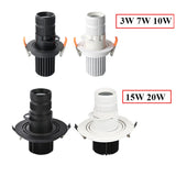 LED Ceiling Spotlights Adjustable Focus Recessed Downlight 10W/15W/20W Track Lights Ceiling Downlight For Home Shop Clothing Stor