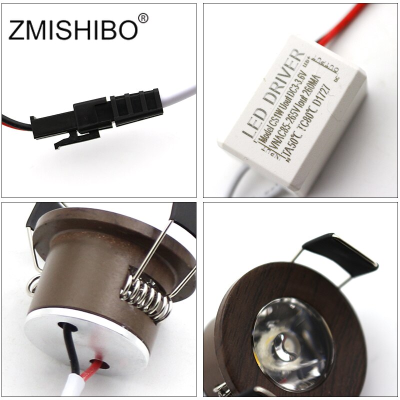 LED Recessed Ceiling Spot Light Wooden Frame Mini Downlights 1.5W 27mm Cut Hole Size 100lm 110V-220V Under Cabinet Lamp