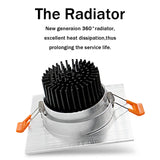 DBF Silver Square LED Recessed Downlight Dimmable 7W 9W 12W 15W with AC85-265V LED Driver Indoor Clothes Shop Ceiling Spot Lamp