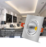 DBF Silver Square LED Recessed Downlight Dimmable 7W 9W 12W 15W with AC85-265V LED Driver Indoor Clothes Shop Ceiling Spot Lamp
