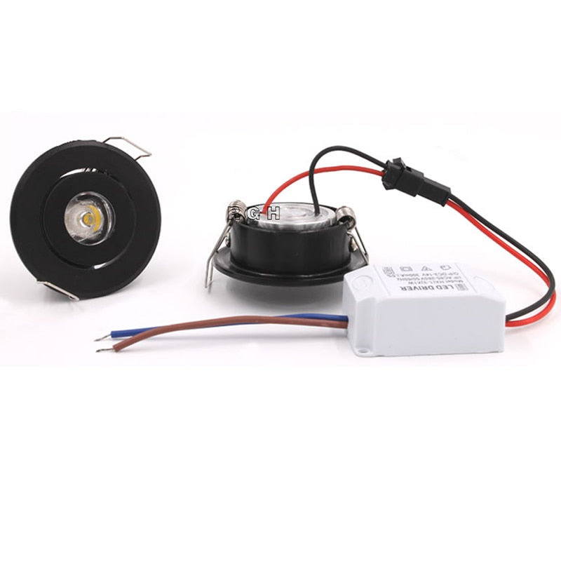 Silvery/Black/White Mini LED Downlights 1W 3W 100V-240V 10 PCS Jewelry Display Ceiling Recessed Cabinet Spot Lamp