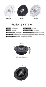 Silvery/Black/White Mini LED Downlights 1W 3W 100V-240V 10 PCS Jewelry Display Ceiling Recessed Cabinet Spot Lamp