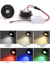 Silvery/Black/White Mini LED Downlights 1W 3W 100V-240V 10 PCS Jewelry Display Ceiling Recessed Cabinet Spot Lamp