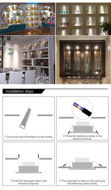 Silvery/Black/White Mini LED Downlights 1W 3W 100V-240V 10 PCS Jewelry Display Ceiling Recessed Cabinet Spot Lamp