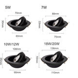 LED Recessed Ceiling Downlight 360 Degree Rotate LED Downlight 5W 10W 18W LED Lamp AC85-265V Ceiling Spot Light with LED Driver