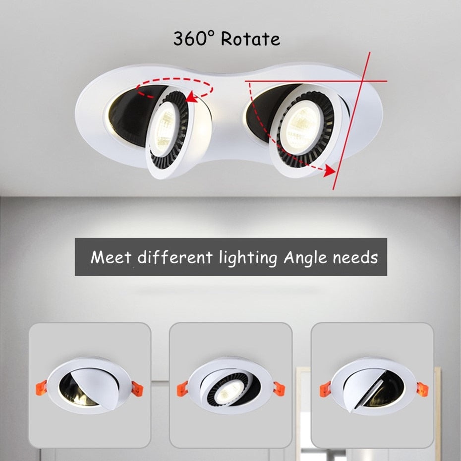 LED Recessed Ceiling Downlight 360 Degree Rotate LED Downlight 5W 10W 18W LED Lamp AC85-265V Ceiling Spot Light with LED Driver