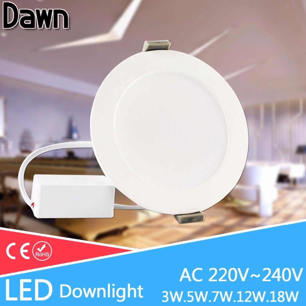 Ultra thin led downlight lamp 3w 5w 7w 12w 18w 2835SMD AC 220V 240V led ceiling recessed grid downlight slim round panel light
