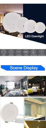 Ultra thin led downlight lamp 3w 5w 7w 12w 18w 2835SMD AC 220V 240V led ceiling recessed grid downlight slim round panel light