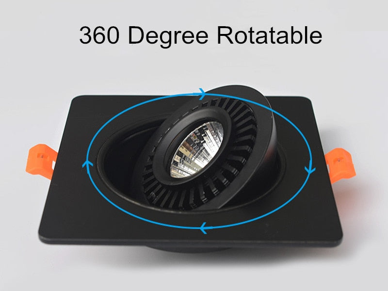 360 Angle Rotatable LED Recessed Downlight 5W 7W 10W 12W 15W LED Ceiling Spot Light 3000K/4000K/6000K Black/White Housing Light