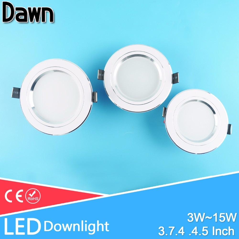 Silver White Frosted Surface LED Downlight 5w 10w 15w Round Ceiling Recessed Light 110v 220v Down Light Lamp Kitchen Restaurant