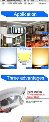 Silver White Frosted Surface LED Downlight 5w 10w 15w Round Ceiling Recessed Light 110v 220v Down Light Lamp Kitchen Restaurant