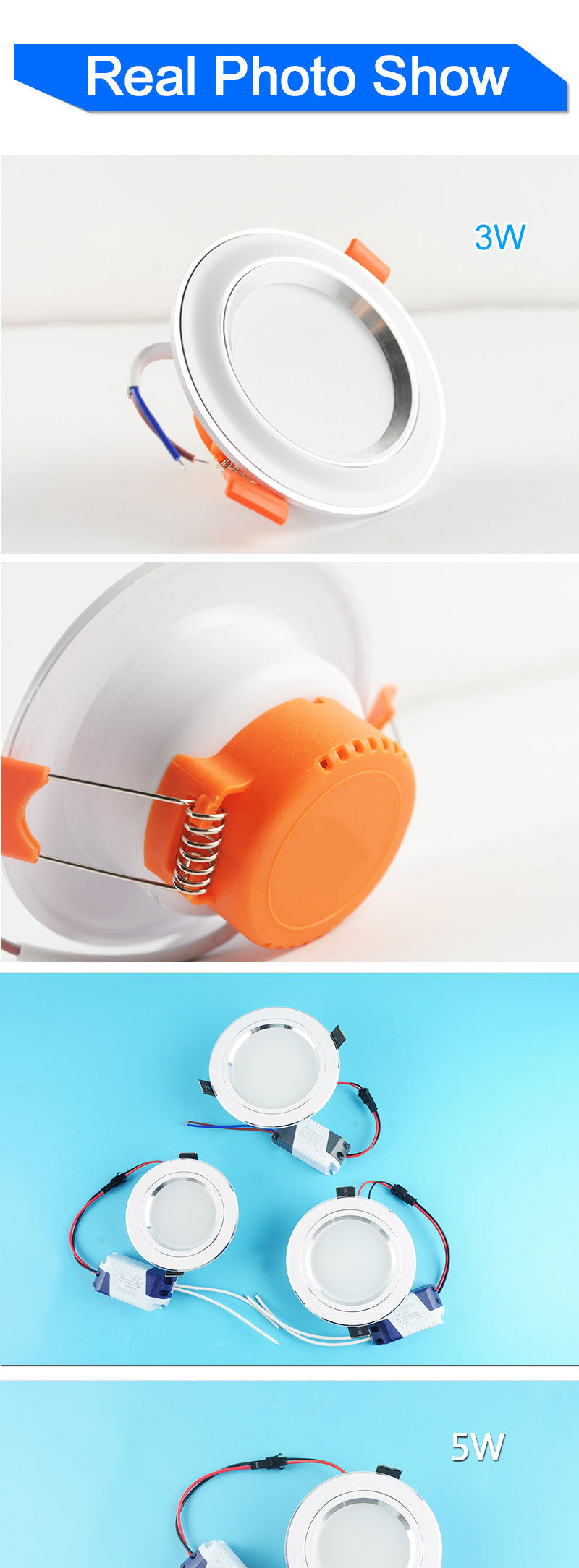 Silver White Frosted Surface LED Downlight 5w 10w 15w Round Ceiling Recessed Light 110v 220v Down Light Lamp Kitchen Restaurant