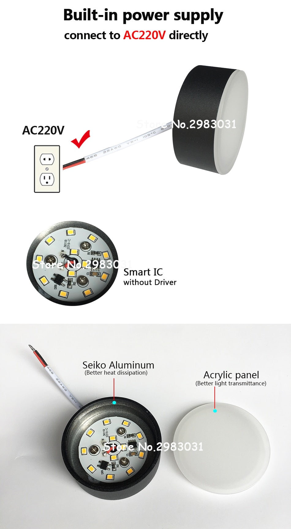 Surface Mounted Led Downlight 220V Led Spot Lights 3W 5W 7W 9W Round Downlights Down Lights Lighting Fixture for Home