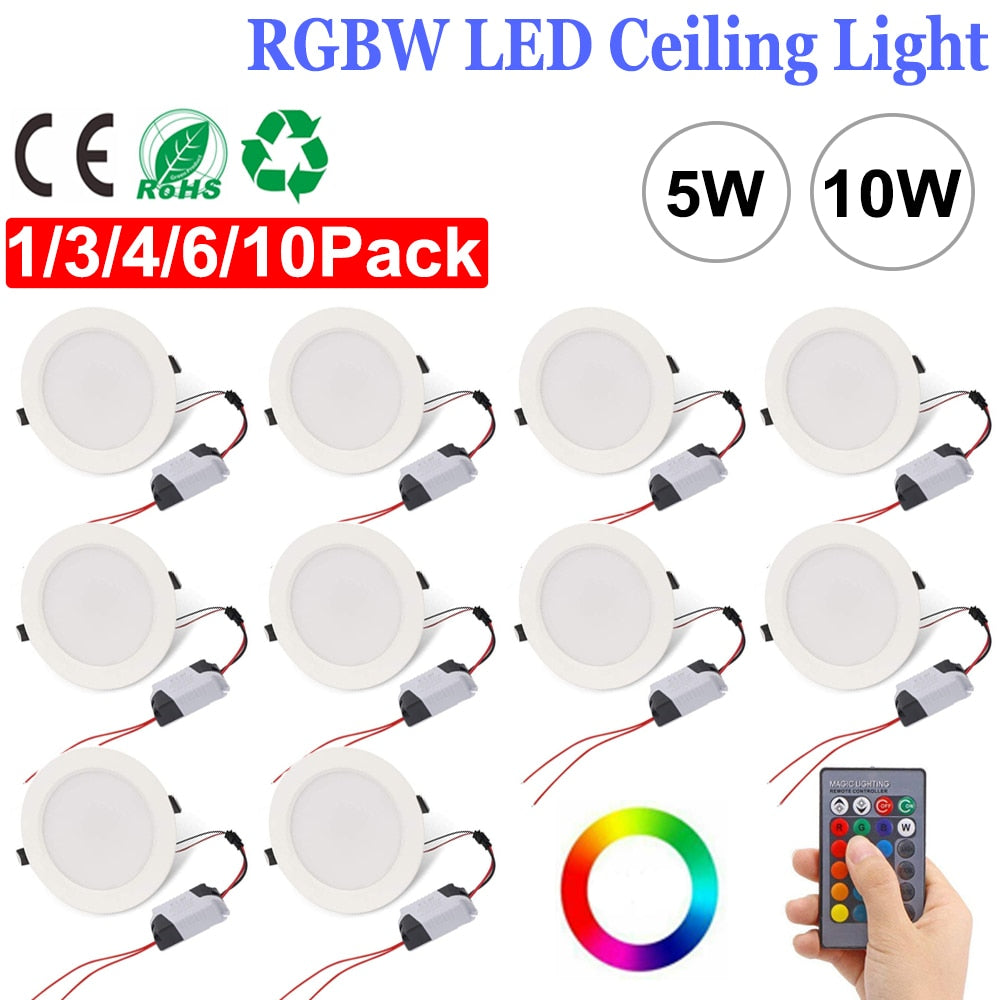 Rgbw Downlight Ceiling Light Lamp 16 Colors Spotlight Indoor Lighting Remote Control Ceiling Lamp Led Ceiling Down Light D30