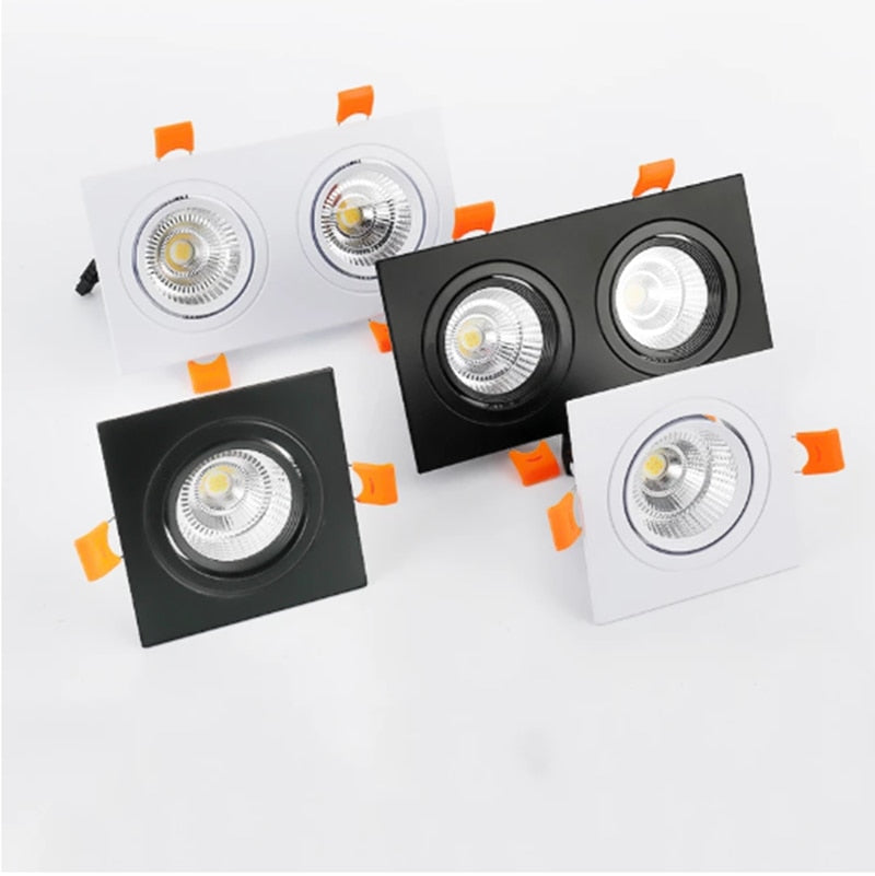 Square Dimmable Recessed COB LED Downlights 7W 9W 12W LED Ceiling Spot Lights AC85-265V LED Ceiling Lamps Indoor Lighting