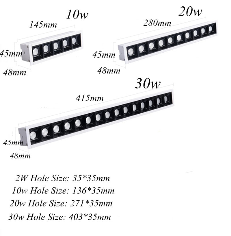 Dimmable Recessed Strip LED Ceiling Lights 10W 20W 30W COB Downlight AC220V LED Strip Lamp Lndoor Lighting TV Background