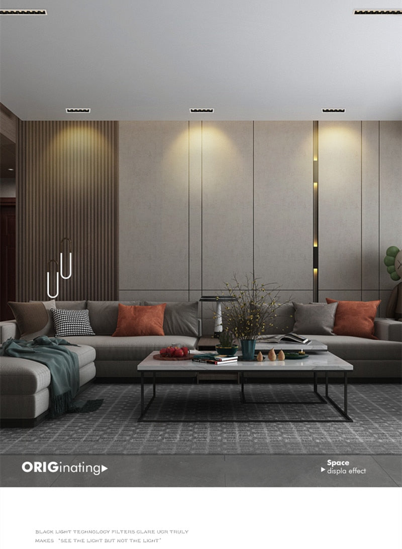 Dimmable Recessed Strip LED Ceiling Lights 10W 20W 30W COB Downlight AC220V LED Strip Lamp Lndoor Lighting TV Background