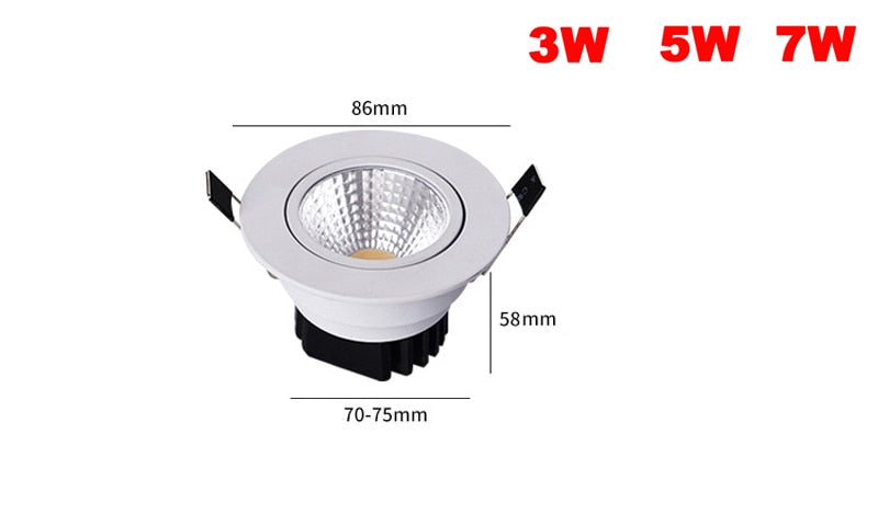 QLTEG LED downlight light COB Ceiling Spot Light 3w 5w 7w 12w AC85-265V ceiling recessed Lights LED decoration Indoor Lighting