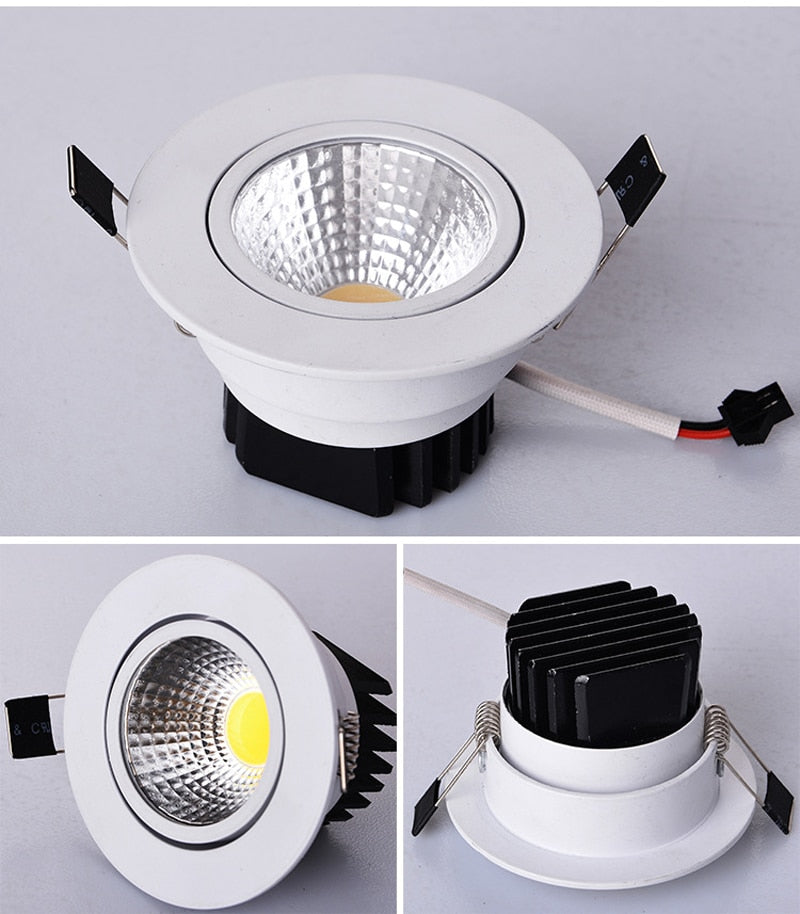 QLTEG LED downlight light COB Ceiling Spot Light 3w 5w 7w 12w AC85-265V ceiling recessed Lights LED decoration Indoor Lighting