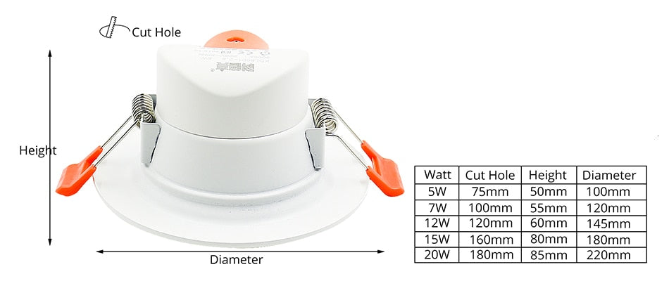 LEDIARY SMD LED Downlights 5W 7W 12W 15W 20W 110V-240V White Ceiling Spot Lamp 75mm Cut Hole No Flicker Lighting Fixtures