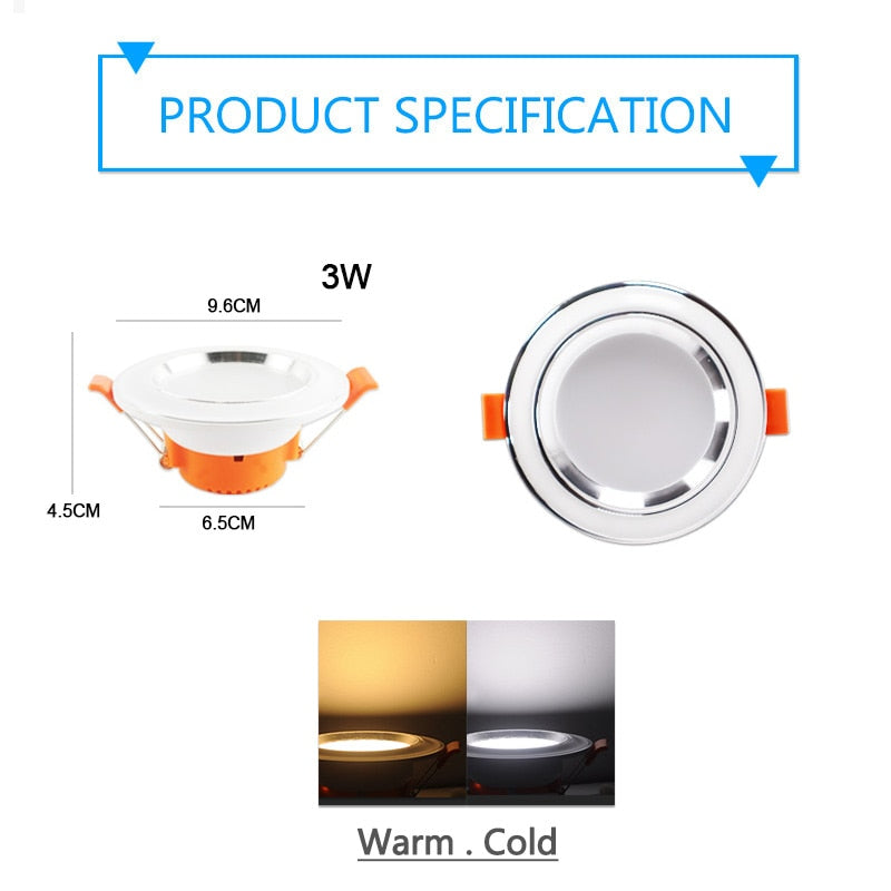 Downlight 3W 5W led Downlight AC220V-240V new six color recessed downlight ceiling Kitchen living room Indoor ceiling spot light