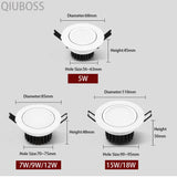 Round Dimmable LED Downlight Recessed LED Ceiling Lamps AC90-260V 5W/7W/9W/12W/15W/18W COB Background Light Indoor Lighting