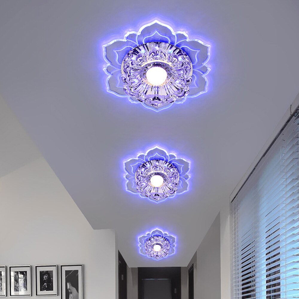 Modern LED Lights Flower-shaped Crystal Spotlights Downlights Embedded Ceiling Creative Corridor Living Room Bedroom