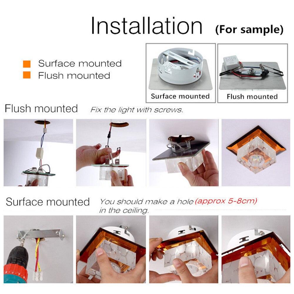 Modern LED Lights Flower-shaped Crystal Spotlights Downlights Embedded Ceiling Creative Corridor Living Room Bedroom