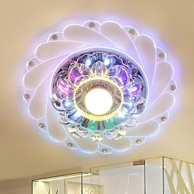 Modern LED Lights Flower-shaped Crystal Spotlights Downlights Embedded Ceiling Creative Corridor Living Room Bedroom