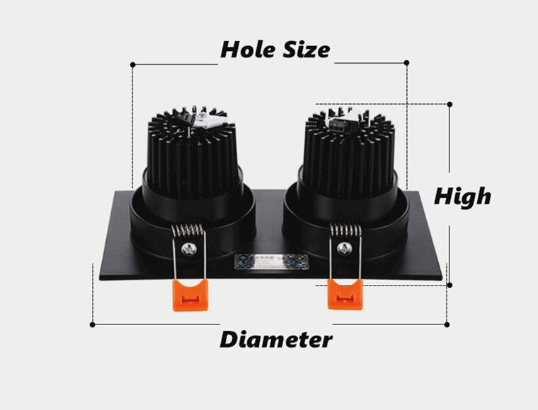 Dimmable AC85-265V Square  Recessed COB LED Downlights 7W 9W 12W LED Ceiling Spot Lights  LED Ceiling Lamps Indoor Lighting