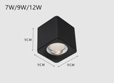 Square Dimmable COB LED Downlights 7W 9W 12W LED Ceiling Spot lights AC85~265V LED Ceiling Lamps Warm/Cold White Indoor Lighting