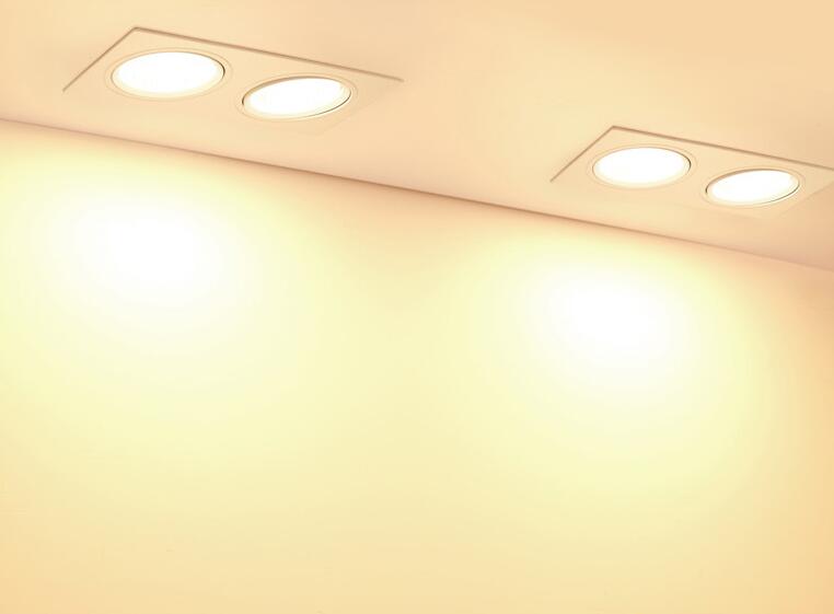 LED double Light Square 14W 18W 24W cob Led dimmable Downlight Recessed Led Ceiling Spot Light Lamp Indoor AC85-265V